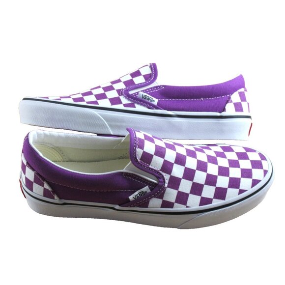 Vans Shoes - Vans Women's Classic Slip On Willow Purple White Checker Shoes Sizes NIB